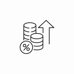 financial rise percentage icon sign vector