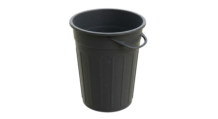 Isolated Black Plastic Trash Can