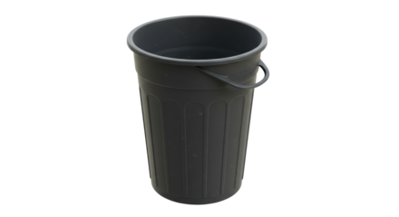 Isolated Black Plastic Trash Can