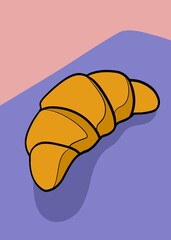Croissant in cartoon, abstract style