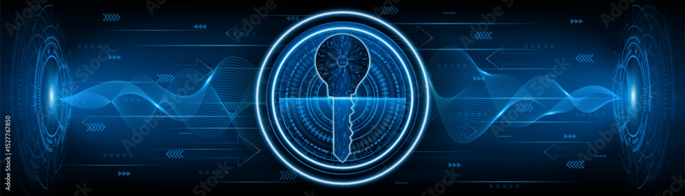 Poster technology circuit board key icon. Cyber ​​data security and privacy concept. modern technology innovation concept background	
