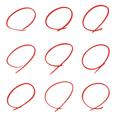 手描きの丸印のバリエーション、サインペンで描いた線
