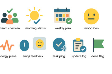 Colorful icon set for productivity apps with mood and status symbols