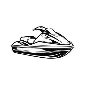 Sleek black and white jet ski vector illustration perfect for summer adventures and sports
