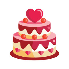 Two tiered birthday cake decorated with hearts and a large heart on top for celebrations