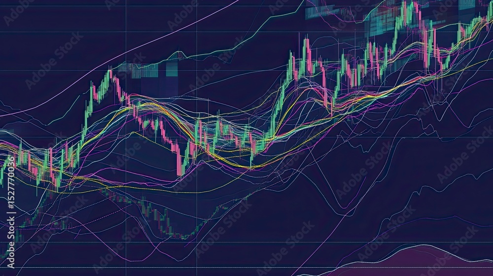 Poster abstract financial chart with multiple indicators