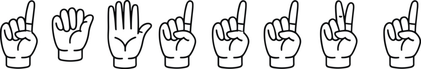 Adorable Vector Illustration of Hand Gestures and Finger Counting for Kids' Learning or Communication Design