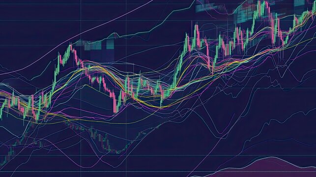 Abstract financial chart with multiple indicators