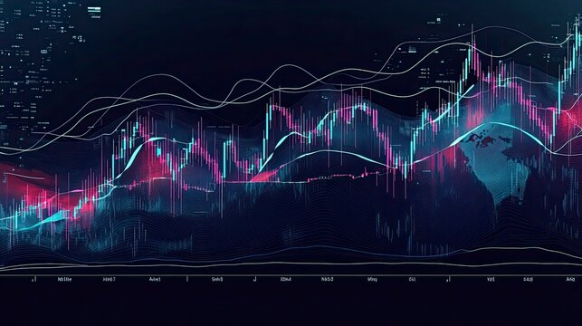 Abstract financial chart with data overlays