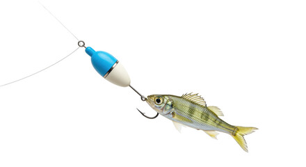 Isolated Fish Hooked on a Fishing Line