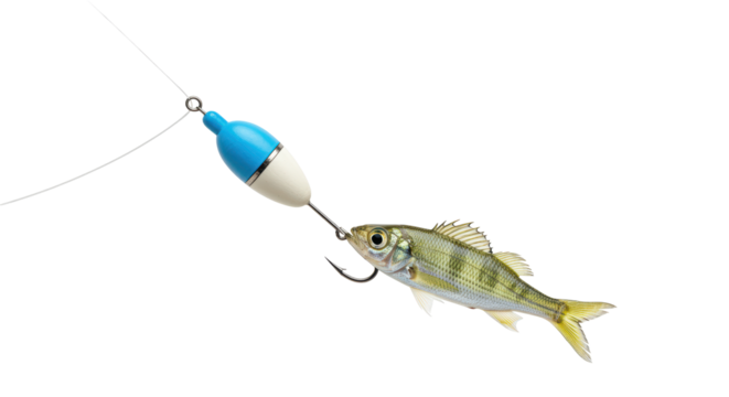 Isolated Fish Hooked on a Fishing Line