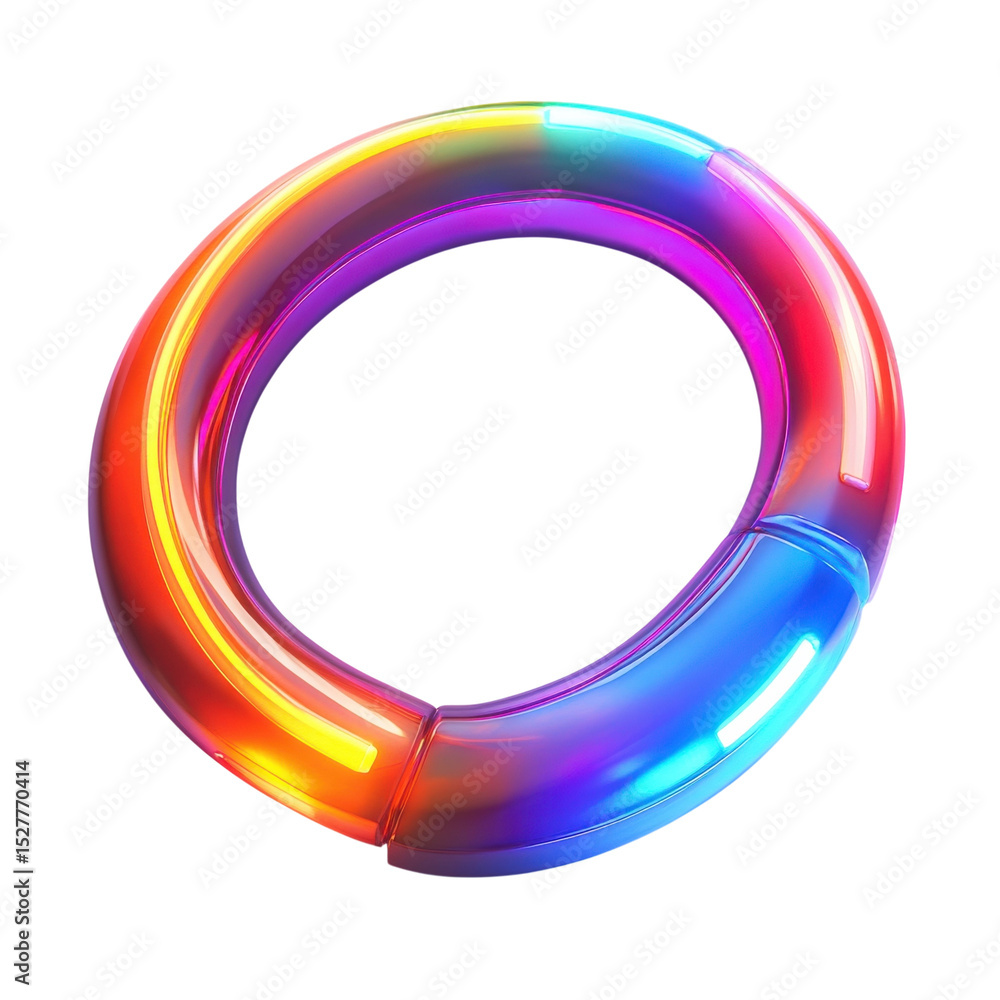 Poster colorful torus ring shape 3d rendering illustration abstract art design on transparent background