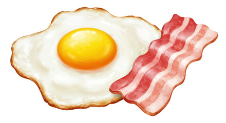 Isolated bacon and fried egg