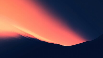 Abstract sunset over a silhouette mountain range. Blurry, warm colors blend into a dark background.