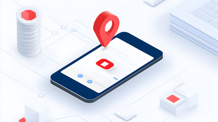 Location Services Concept: A modern smartphone displays a location pin, representing navigation, tracking, or a digital interface in a tech-focused scene.