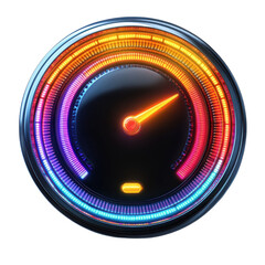 Neon Speedometer High Tech Futuristic Gauge Performance Digital Art Fast on transparent background