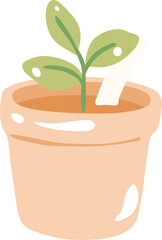 Illustration of Potted Plant Seedling