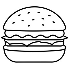 Burger vector line art on white background
