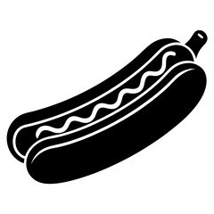 Hot Dog vector silhouette on white background