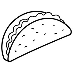 Taco vector line art on white background