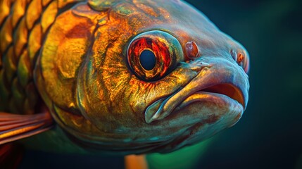 Close-up of a vibrant fish head