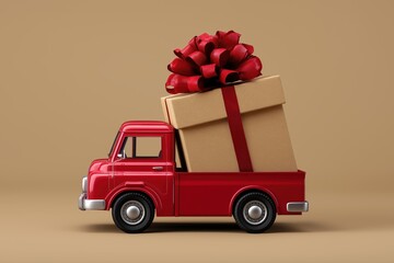 Delivering Happiness: Red Toy Truck with Grand Gift