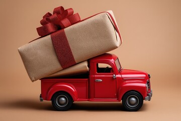 Overloaded Delivery Truck with Festive Gift Package