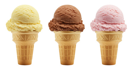 Isolated Three Ice Cream Cones