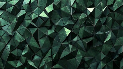 Abstract geometric pattern of dark green triangles
