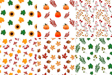 autumn seamless pattern with leaves and acorns