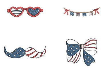 4th of July vector elements set. USA Independence day design collections