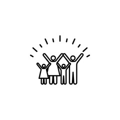 Happy Family Flat Icon Vector Graphic Black and White