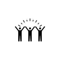 Happy people icon. Simple solid style. Joy, fun team, enjoy, fans, freedom concept. Black silhouette, glyph symbol. Isolated vector illustration.