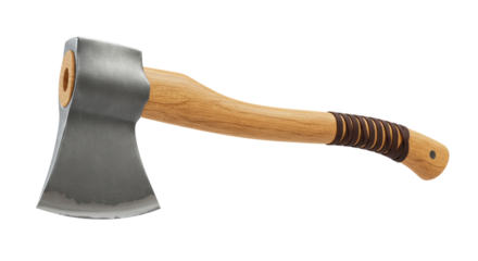 Isolated Axe with Metal Head and Wooden Handle