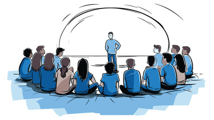 Teacher Leading Group Discussion with Children Sitting in a Circle

