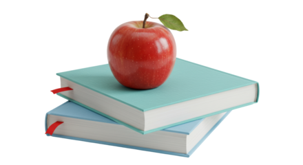Isolated Apple on Books