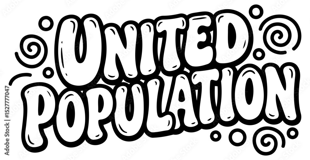 Poster united population slogan with a playful. bold font style. graphic design element on a plain backgrou