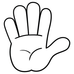 Hand drawn doodle number five or greeting gesture on white background.