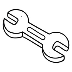 Hand drawn doodle wrench on white background.