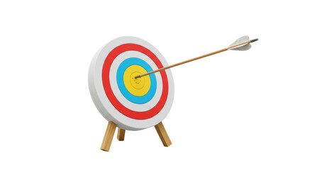 Isolated archery target hit by arrow