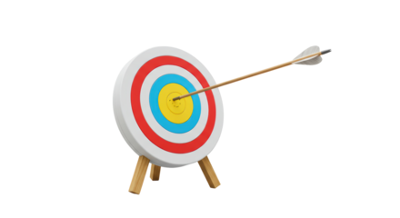 Isolated archery target hit by arrow