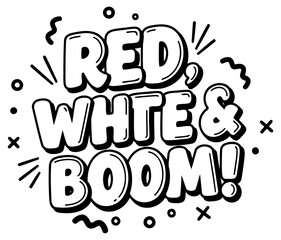 Fototapeta premium Red. white. and boom graphic design with no demographic details. Bold lettering design with quirky. fun elements on a plain background.