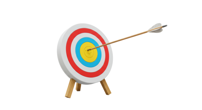 Isolated archery target hit by arrow