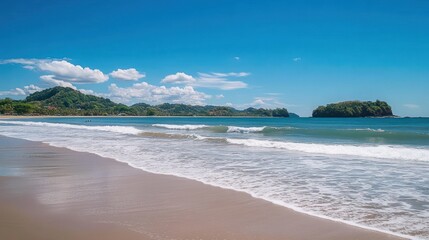 Obraz premium A beautiful beach showcases sand waves and scenic blue skies