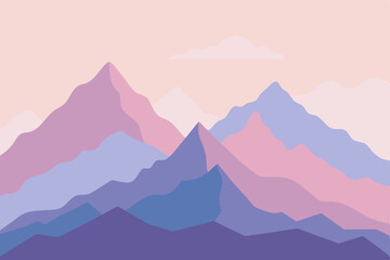 Serene Pastel Mountains A Dreamy Landscape Illustration