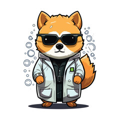 Cool Scientist Dog in Lab Coat – Cute Cartoon Animal Chemist Vector Illustration
