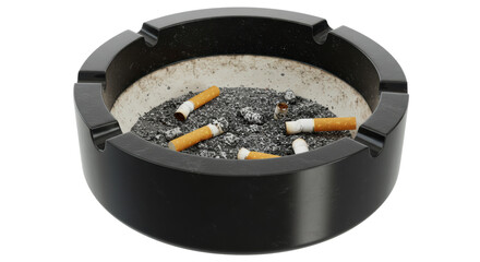 Isolated Ashtray with Cigarette Butts