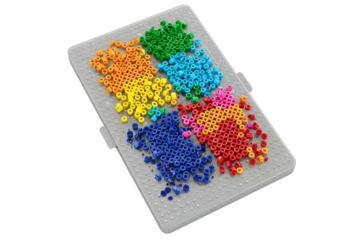 Colorful beading kit for creative art and craft activities isolated on a transparent background