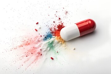 red pills on white background