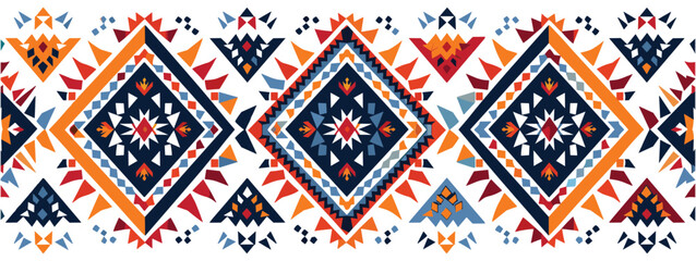 Folk Floral Seamless Border Pattern – Decorative Vintage Flower Vector Design
